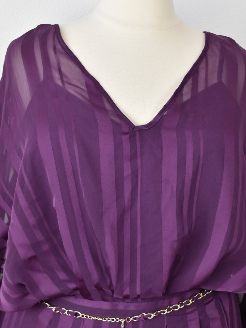 Ashley Stewart Stripe Chain Belt Dress NEW - 26 - Picture 8 of 10